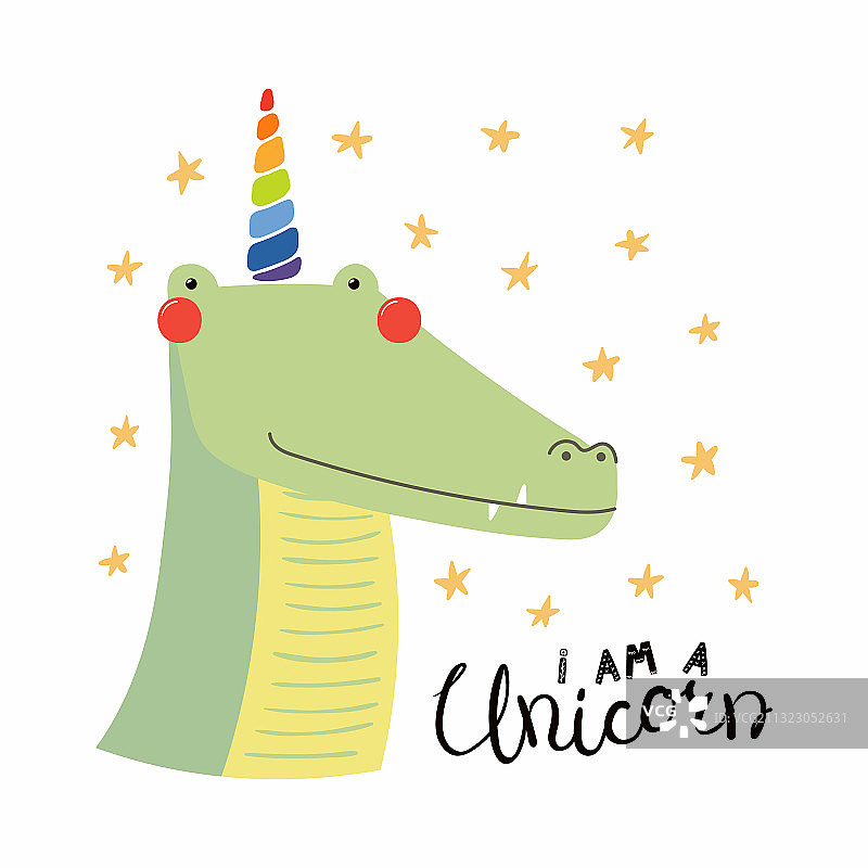 可爱的独角兽鳄鱼图片素材