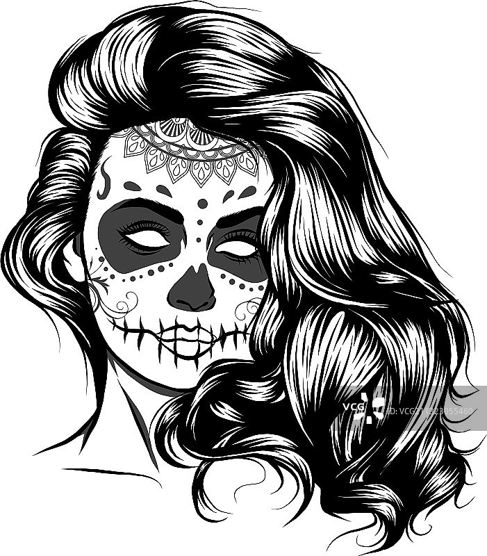 黑白骷髅女孩图片素材