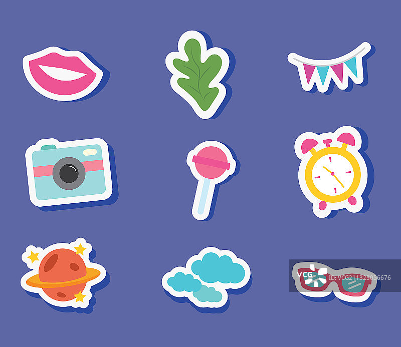 可爱贴纸扁平风格图标设计图片素材