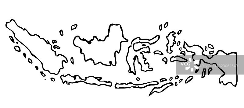 手绘印尼地图草图图片素材