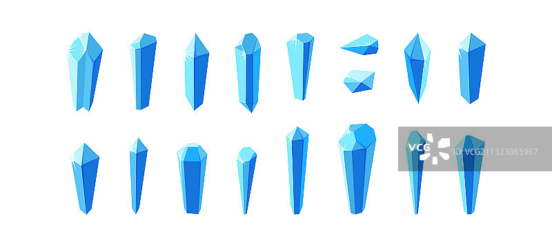 白色背景中分离的冰晶和矿物质图片素材