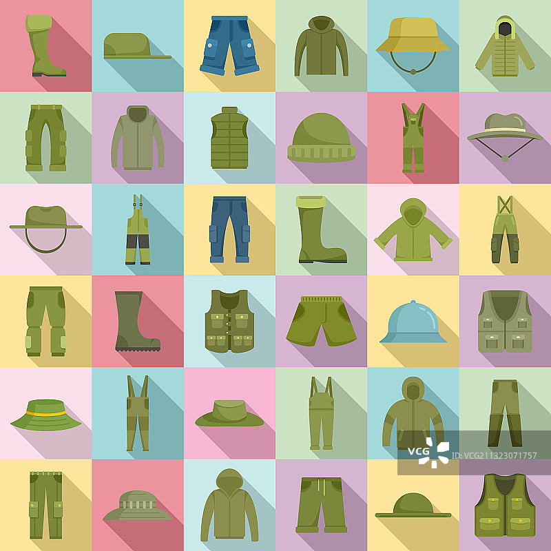 渔夫服装图标扁平风格图片素材