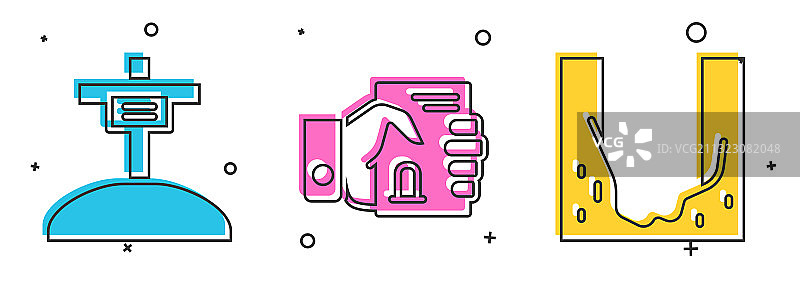 带十字架的坟墓和手中的死亡证明图片素材