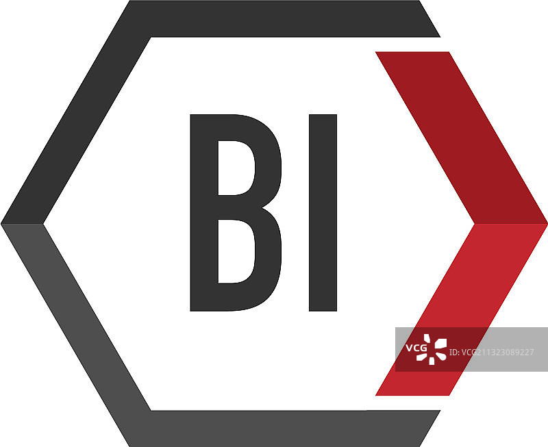首字母BI链接六边形字母组合标志图片素材