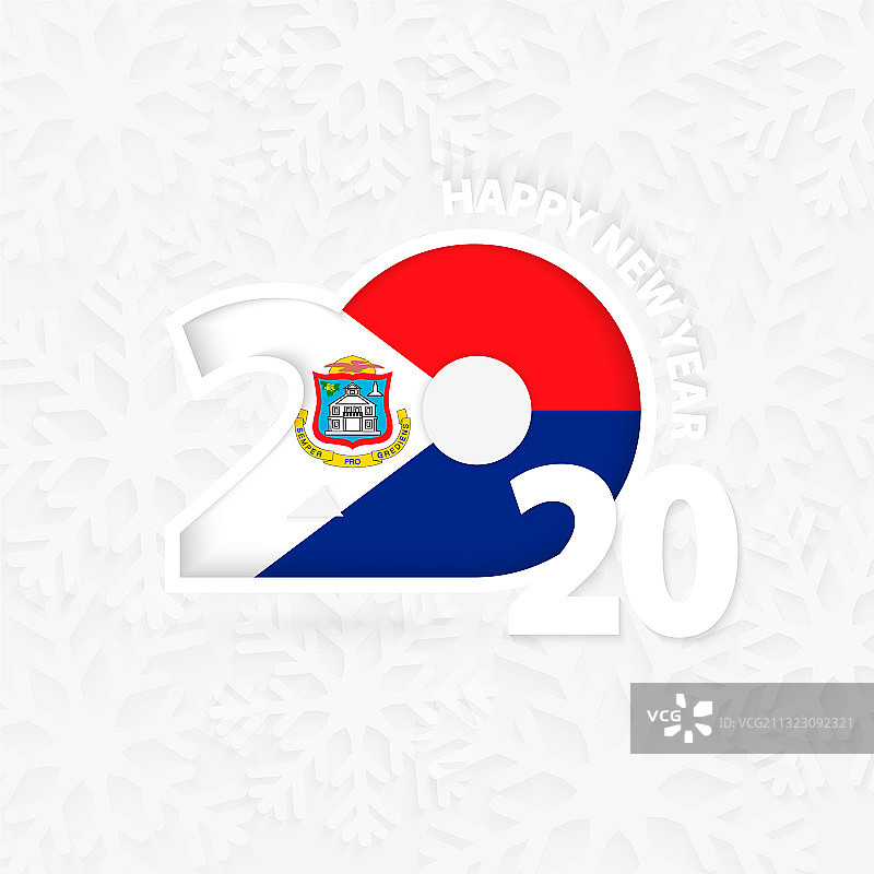 2020新年与荷属圣马丁旗帜图片素材