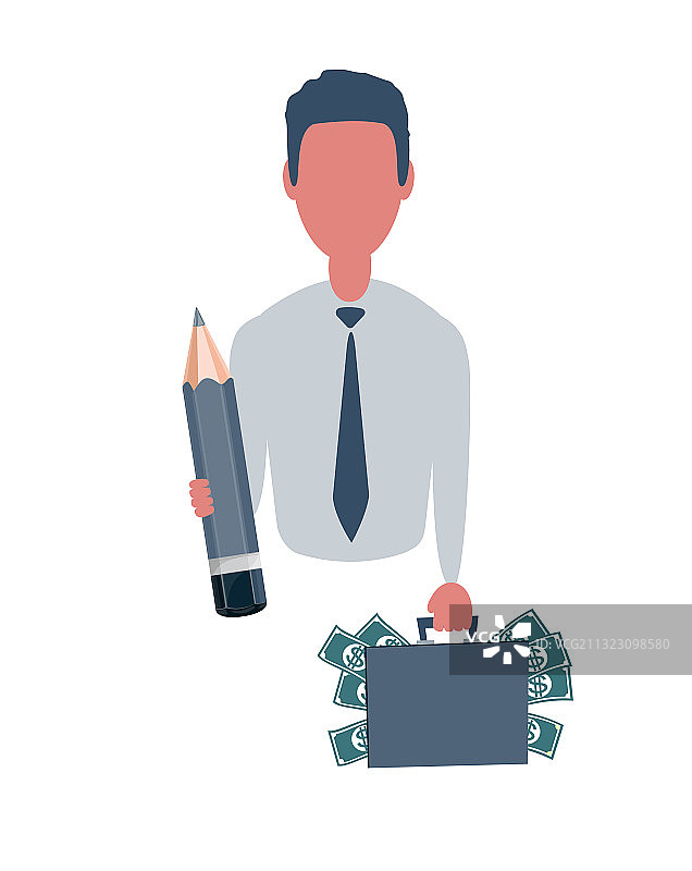 拿着手提箱的商人或职员图片素材