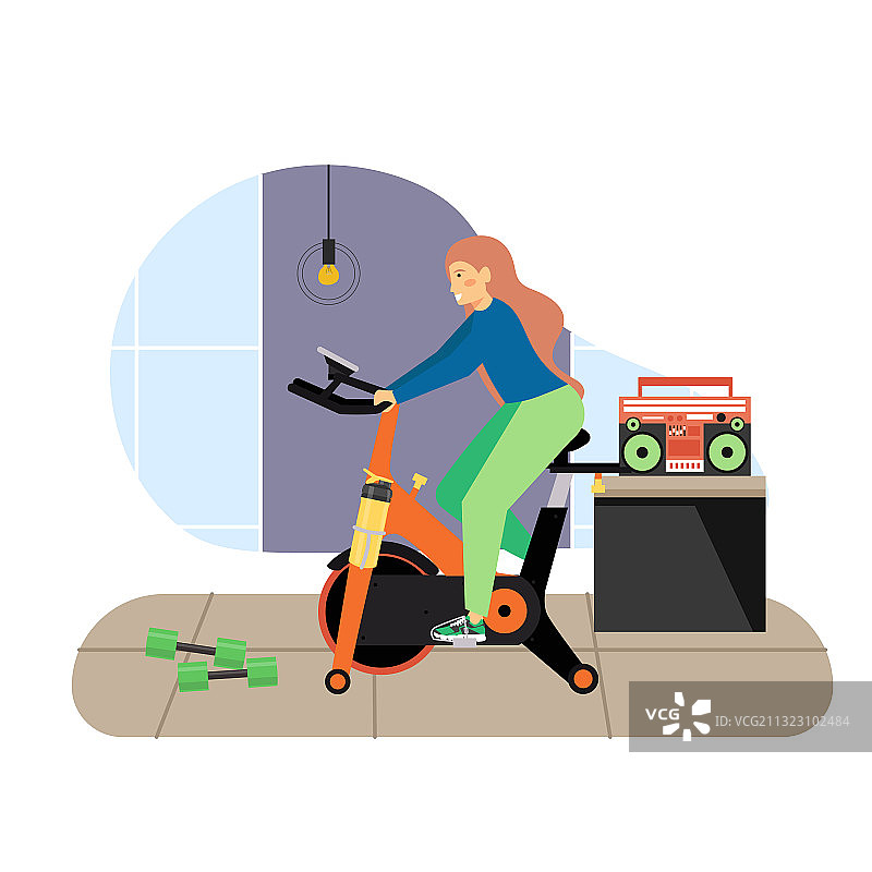 运动与健身活动：女孩骑行图片素材