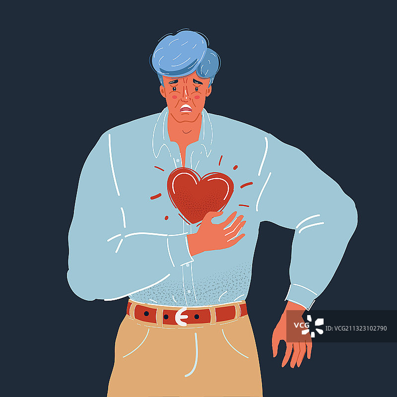 男人捂住胸口图片素材