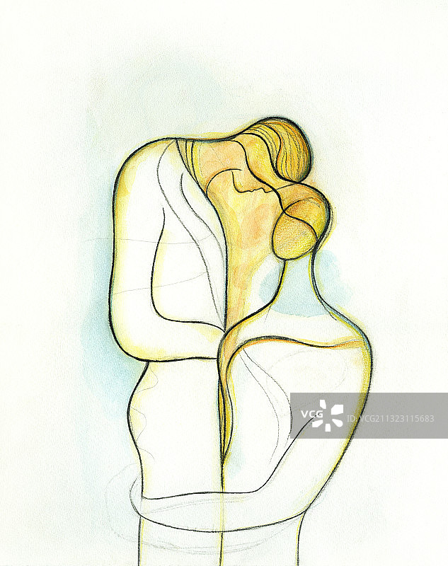 情侣拥抱剪影插画图片素材