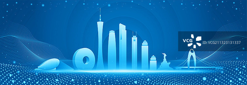 广州建筑城市矢量抽象插画图片素材