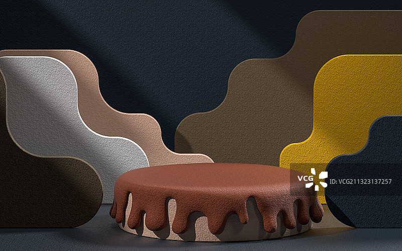 创意食品展示台 3D渲染图片素材