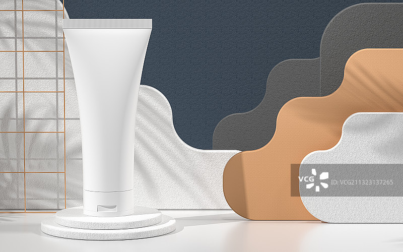 护肤品包装与创意背景 3D渲染图片素材