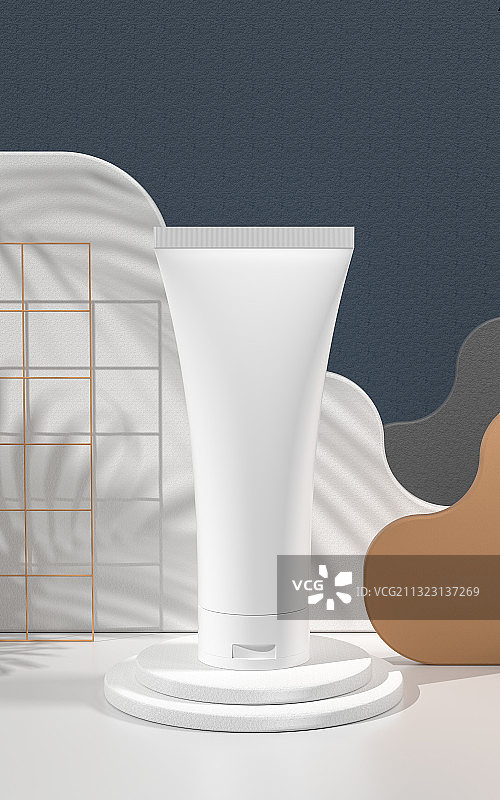 护肤品包装与创意背景 3D渲染图片素材