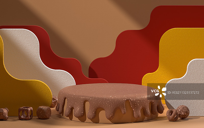 创意食品展示台 3D渲染图片素材