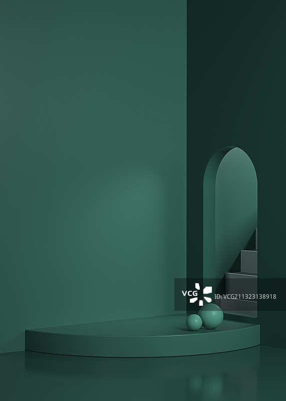 绿色三维产品展台背景图片素材