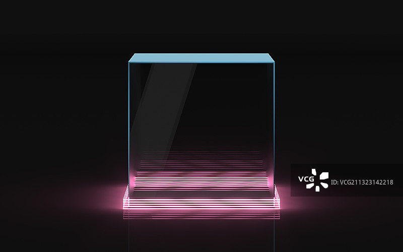 黑暗中的玻璃储物盒 3D渲染图片素材
