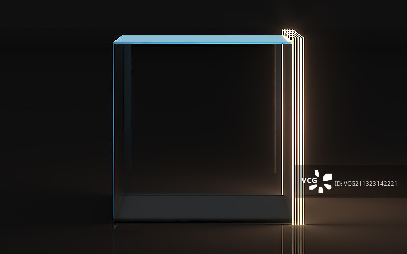 黑暗中的玻璃储物盒 3D渲染图片素材