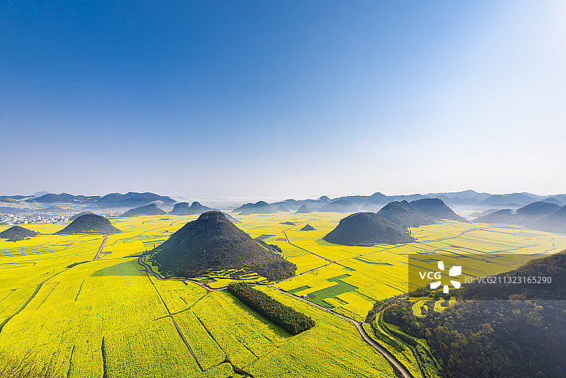 云南曲靖罗平油菜花云海图片素材