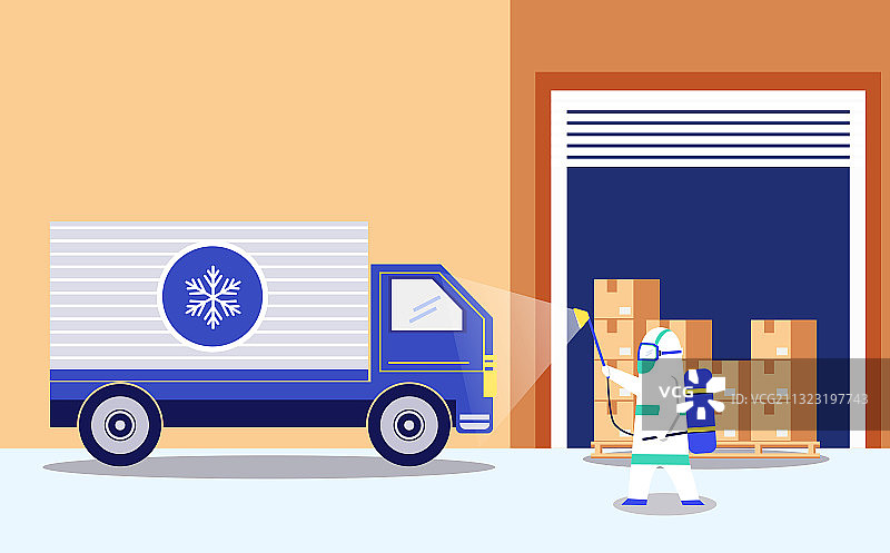 冷链货物运输消毒图片素材