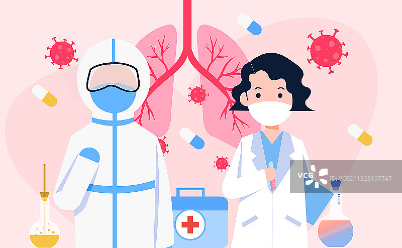 医生护士在实验室里共同研究防控病毒图片素材