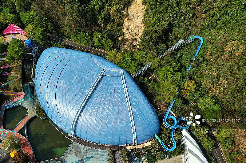 广东省深圳市盐田区东部华侨城大峡谷和大梅沙海滨公园航拍图片素材