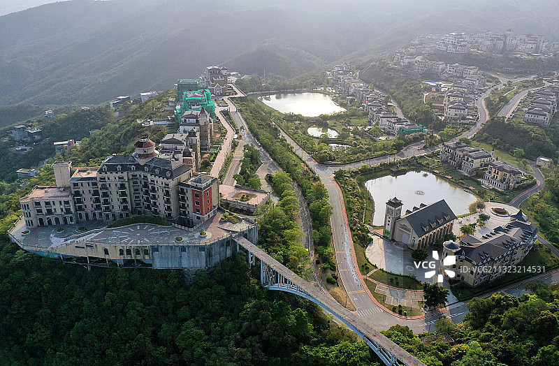 广东省深圳市盐田区大梅沙东部华侨城云海高地航拍图片素材