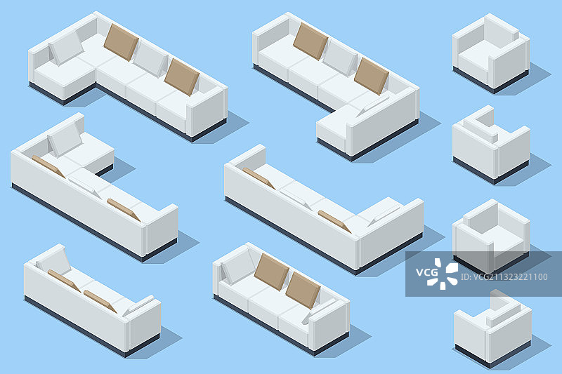 2.5D现代沙发组合图片素材