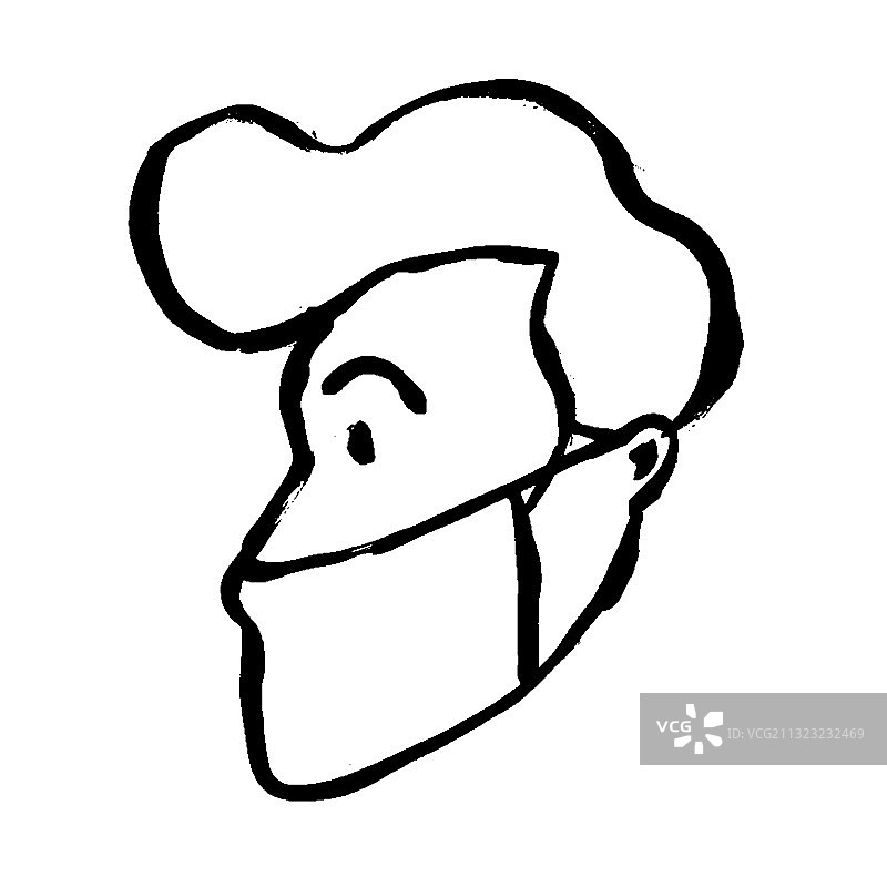 涂鸦风格线条画年轻男子肖像图片素材