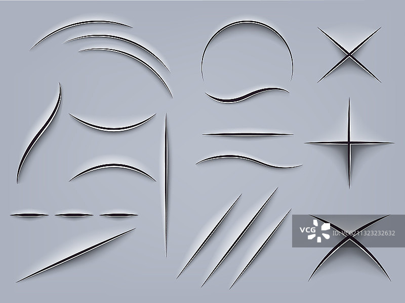 逼真的纸张切割痕迹或办公刀痕图片素材