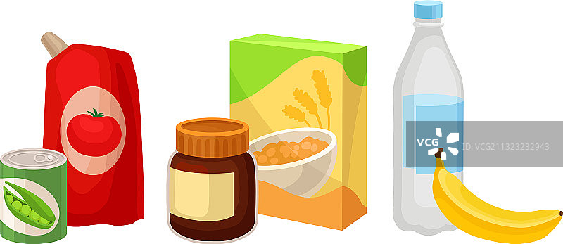 超市里的各式食品与番茄酱图片素材