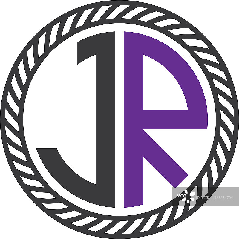首字母JR圆形单字母简约logo图片素材