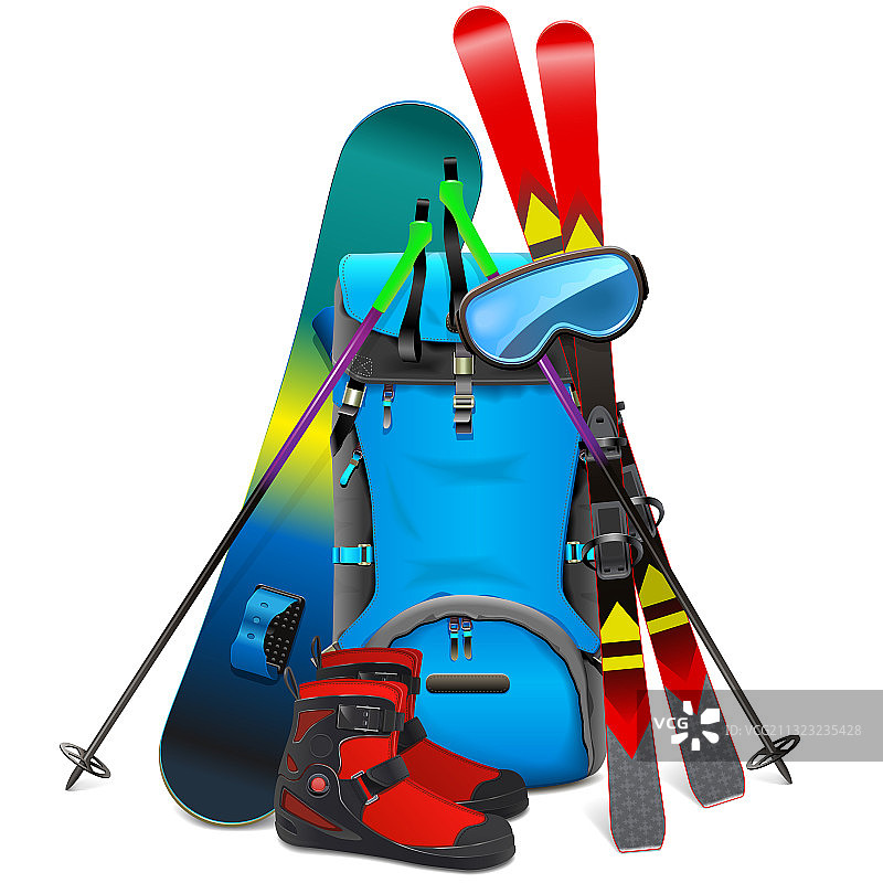 带背包的滑雪旅行概念图片素材