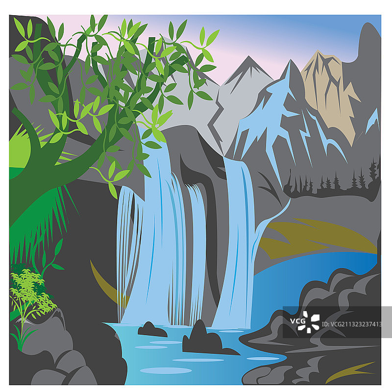 自然风光：彩色瀑布设计图片素材