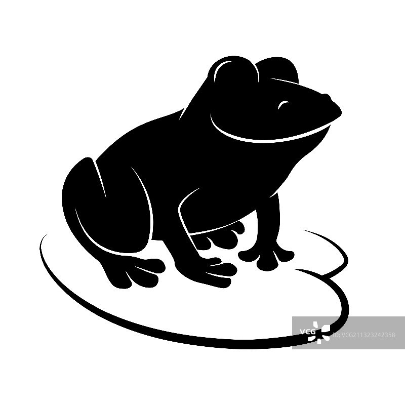 坐在黑色荷叶上的微笑青蛙图片素材