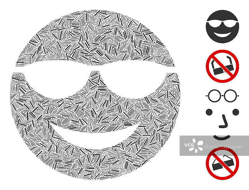 虚线马赛克：太阳镜笑脸图标图片素材