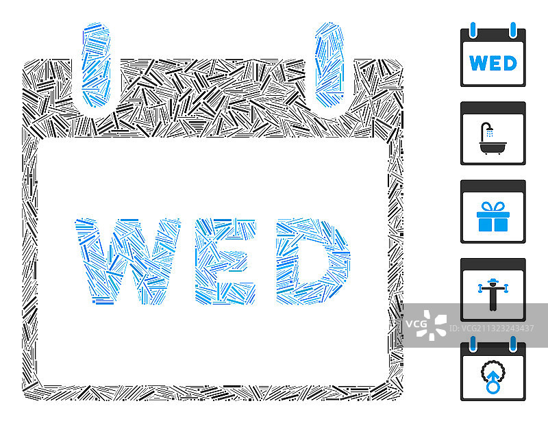 线条拼贴星期三日历页图标图片素材