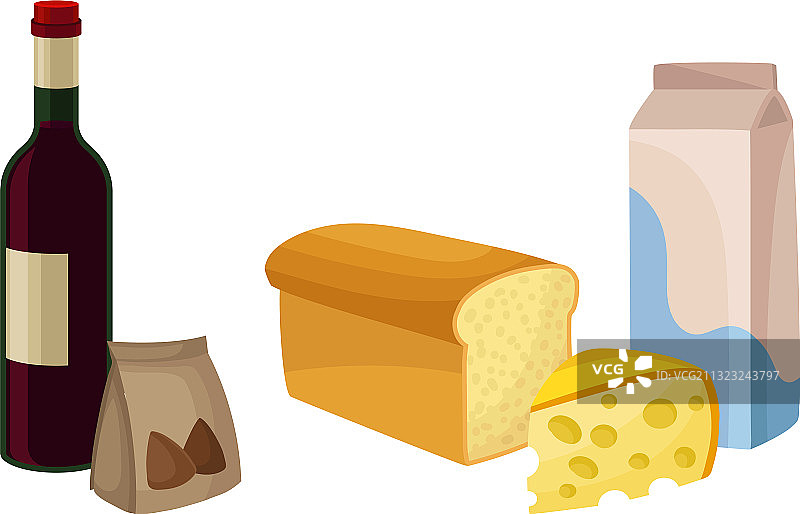 超市的各种食物和面包图片素材