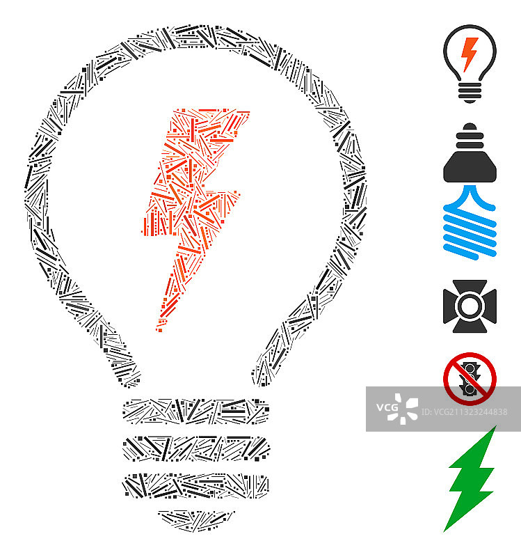 虚线拼贴电灯图标图片素材