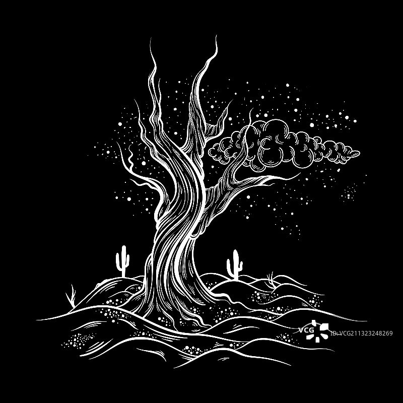 手绘荒凉的风景与死亡图片素材