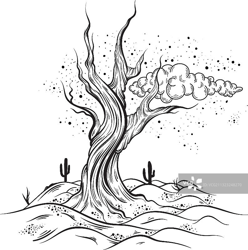 手绘荒凉的风景与死亡图片素材