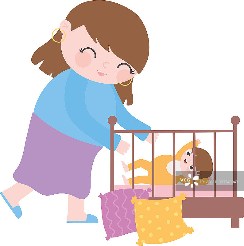 怀孕和孕产母亲与婴儿床图片素材