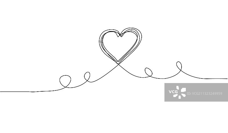 极简风格的单线连续心形图片素材