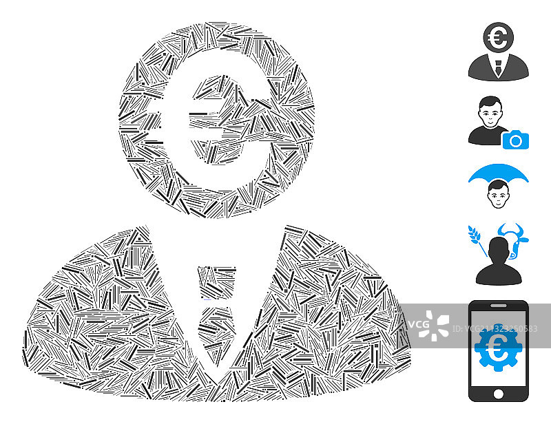 欧元银行家图标拼贴图片素材
