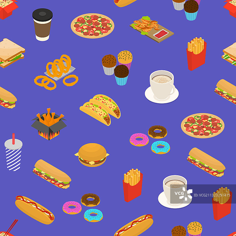 快餐车咖啡馆概念无缝图案图片素材