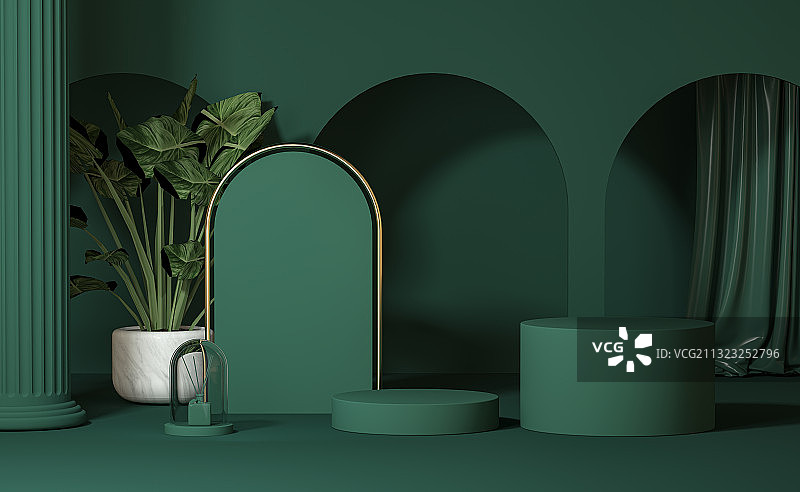 绿色三维产品展台背景图片素材