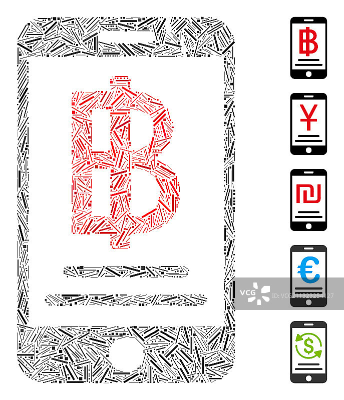 马赛克泰铢移动支付图标孵化图片素材