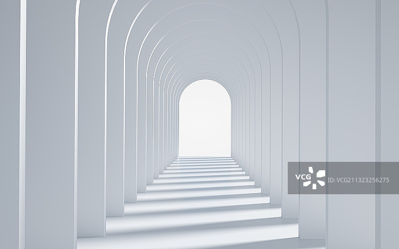 白色走廊人造空间三维图形图片素材