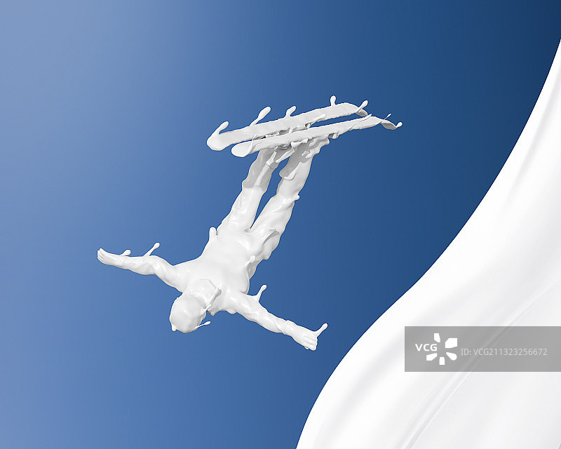 牛奶形态人物自由式滑雪图片素材