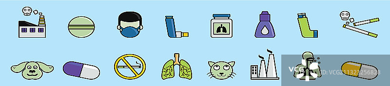 哮喘卡通图标设计模板图片素材