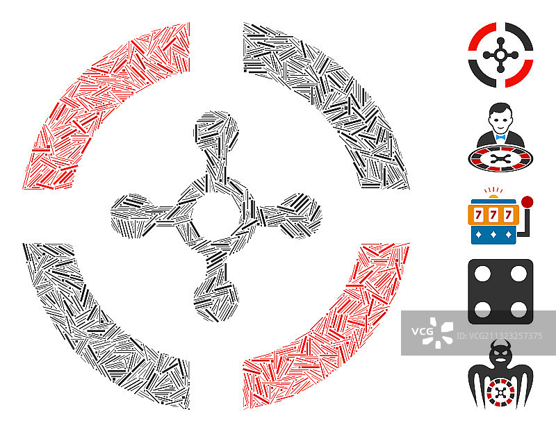 线条拼贴轮盘赌图标图片素材